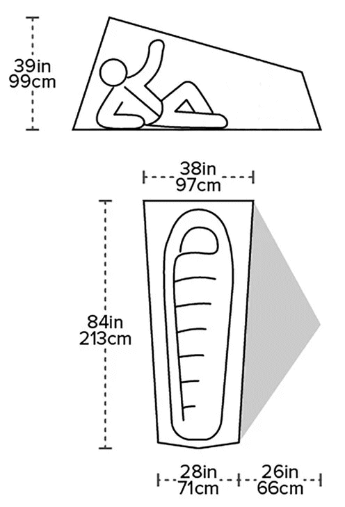 Dimensions de la tente Big Agnes Tiger Wall UL1 Bikepack