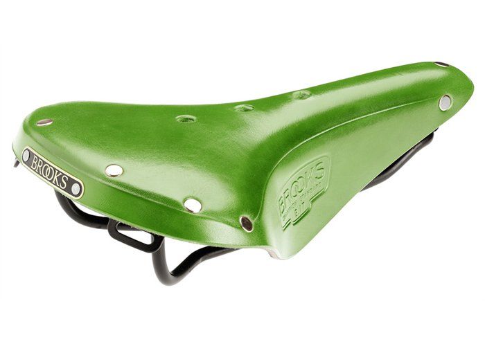 Selle homme Brooks B17 Standard en cuir pour le voyage à vélo, couleur apple green.