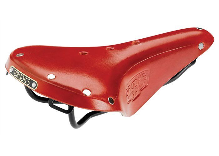 Selle homme Brooks B17 Standard en cuir pour le voyage à vélo, couleur red.