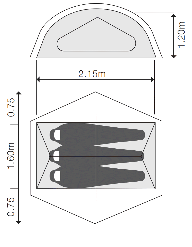 Dimensions de la tente Exped Lyra II Extreme