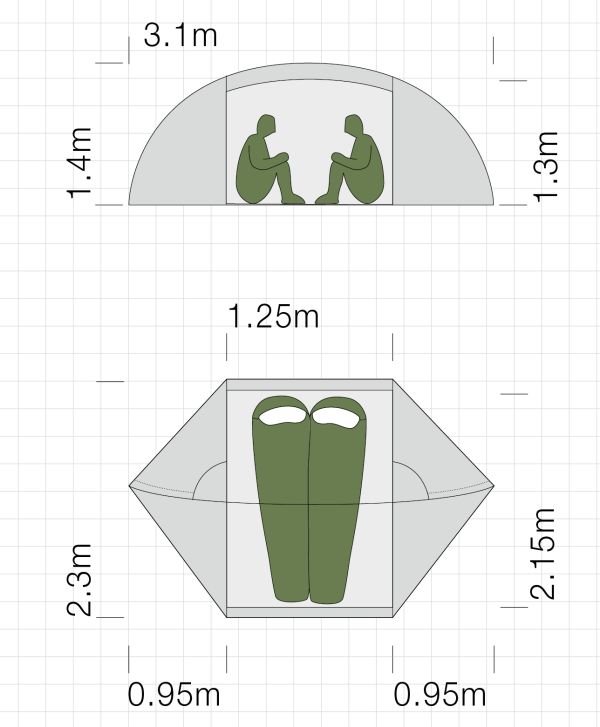 Dimensions de la tente Exped Orion II