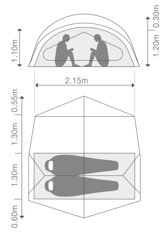 Dimensions de la tente Exped Outer Space II