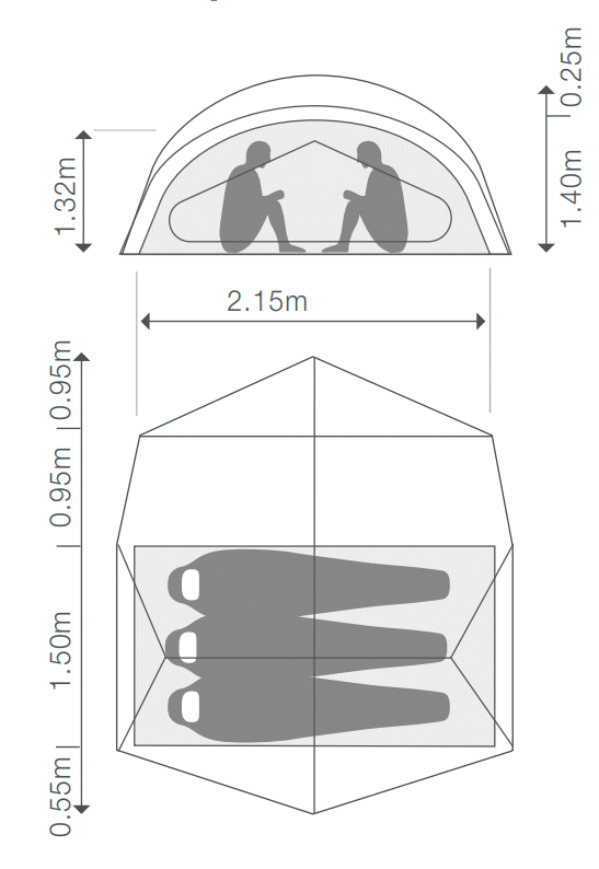 Dimensions de la tente Exped Outer Space III