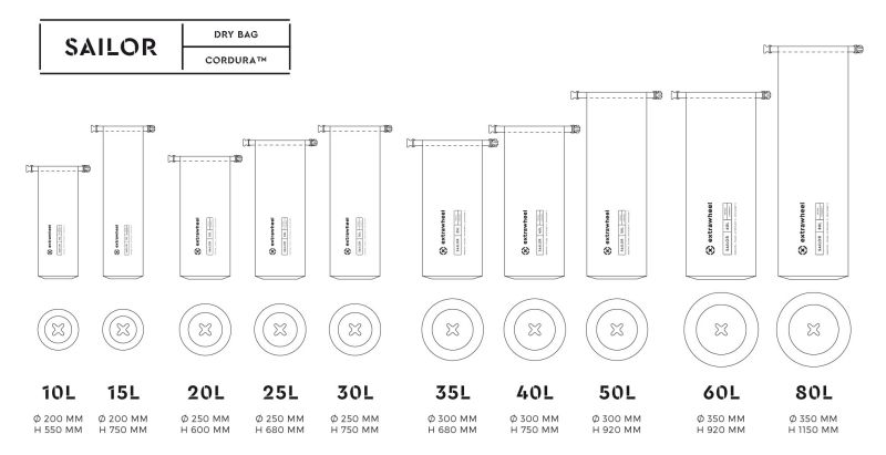 Sac tanche Extrawheel Sailor Dry (dimensions)
