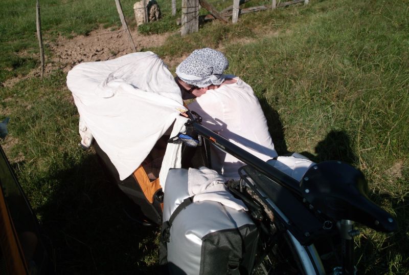 Voyage à vélo sur le GR5 et la GTJ avec les remorques Beez et Single Trailer.