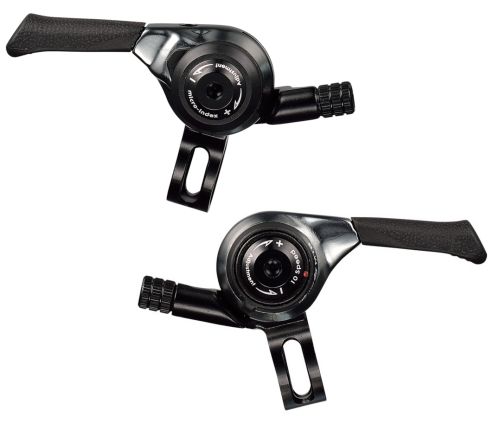 Manettes à levier 2/3 x 10 vitesses Microshift SL-M10 pour cintre droit.