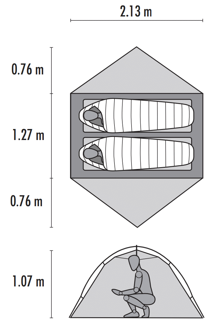 Dimensions de la tente MSR Access 2