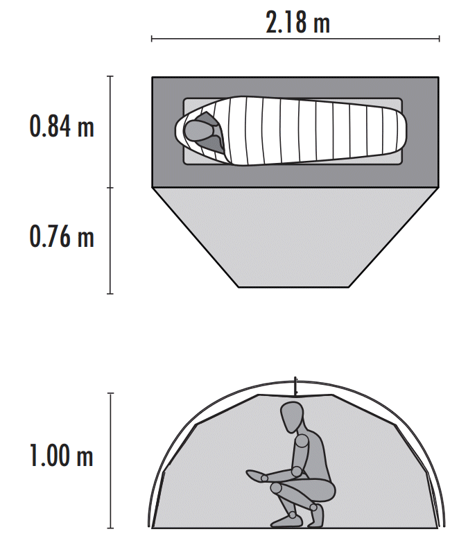 Dimensions de la tente MSR Elixir 1