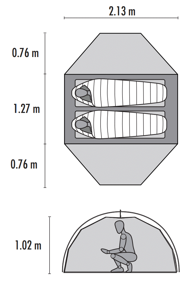 Dimensions de la tente MSR Elixir 2