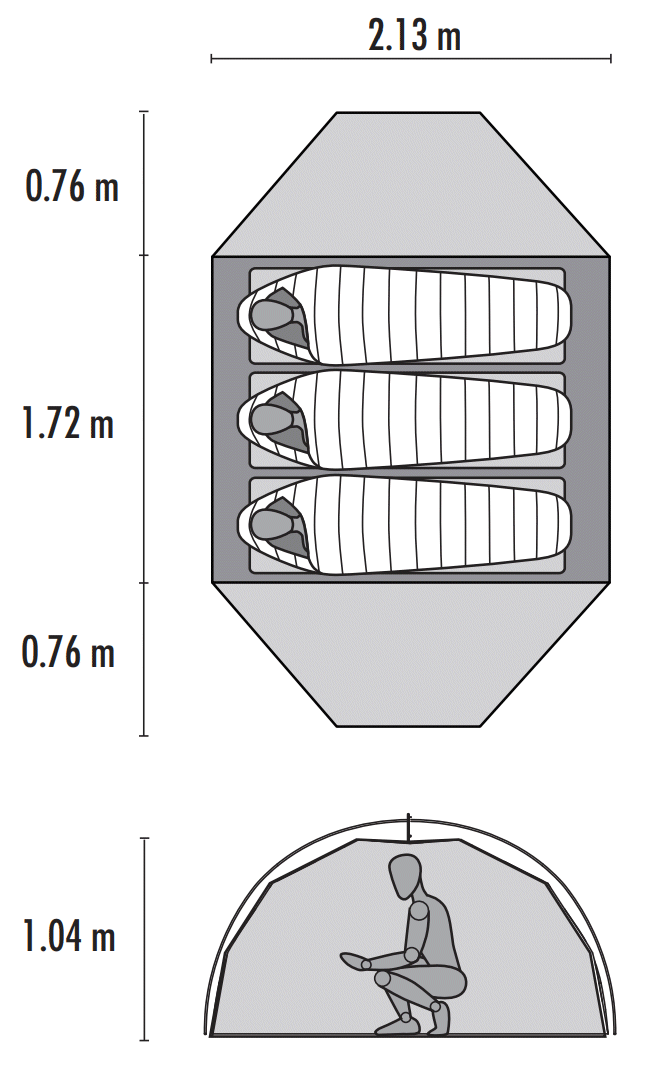 Dimensions de la tente MSR Elixir 3