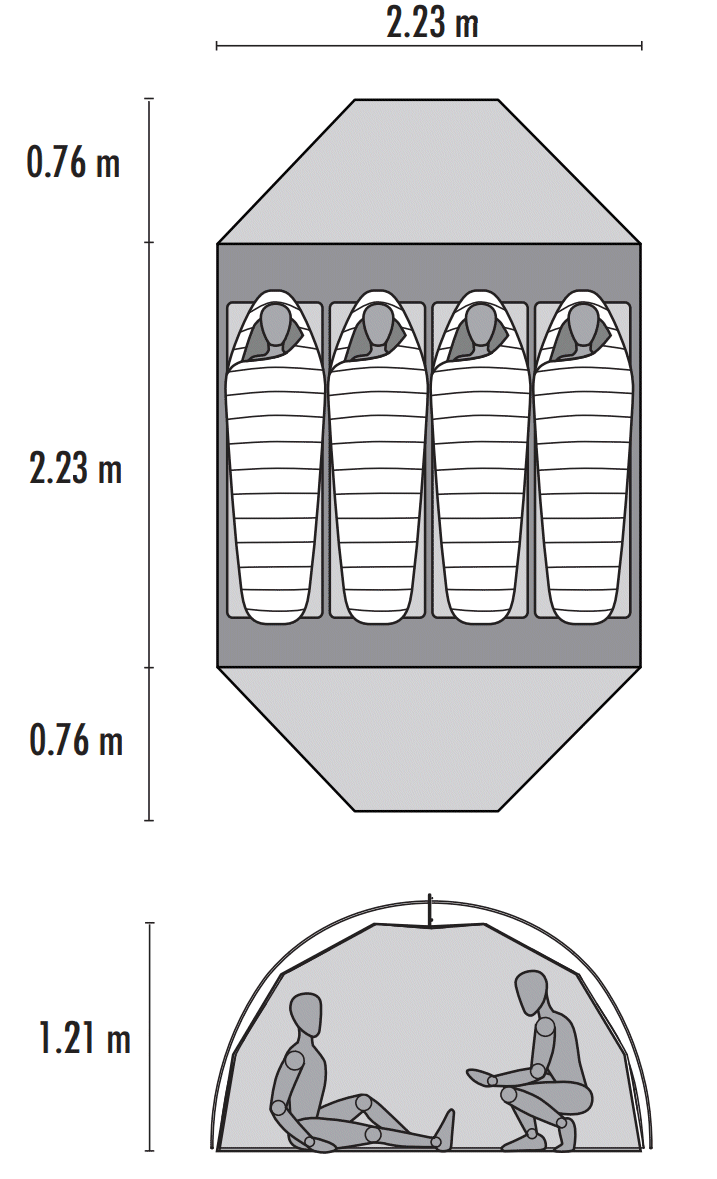 Dimensions de la tente MSR Elixir 4