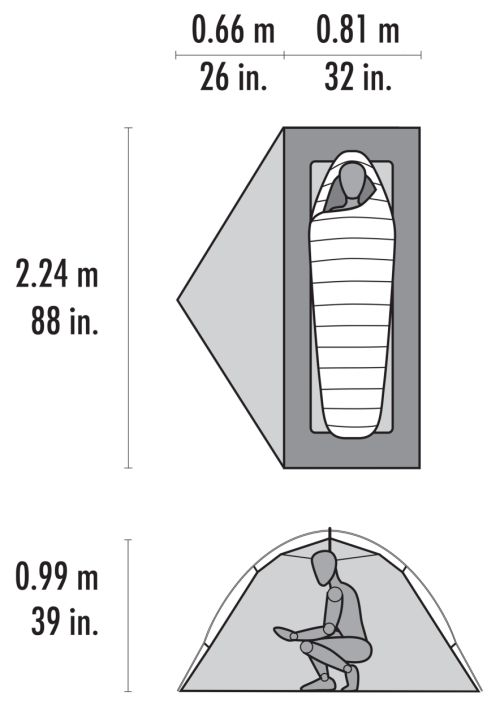 Tente MSR Hubba Hubba HD 1 place, dimensions