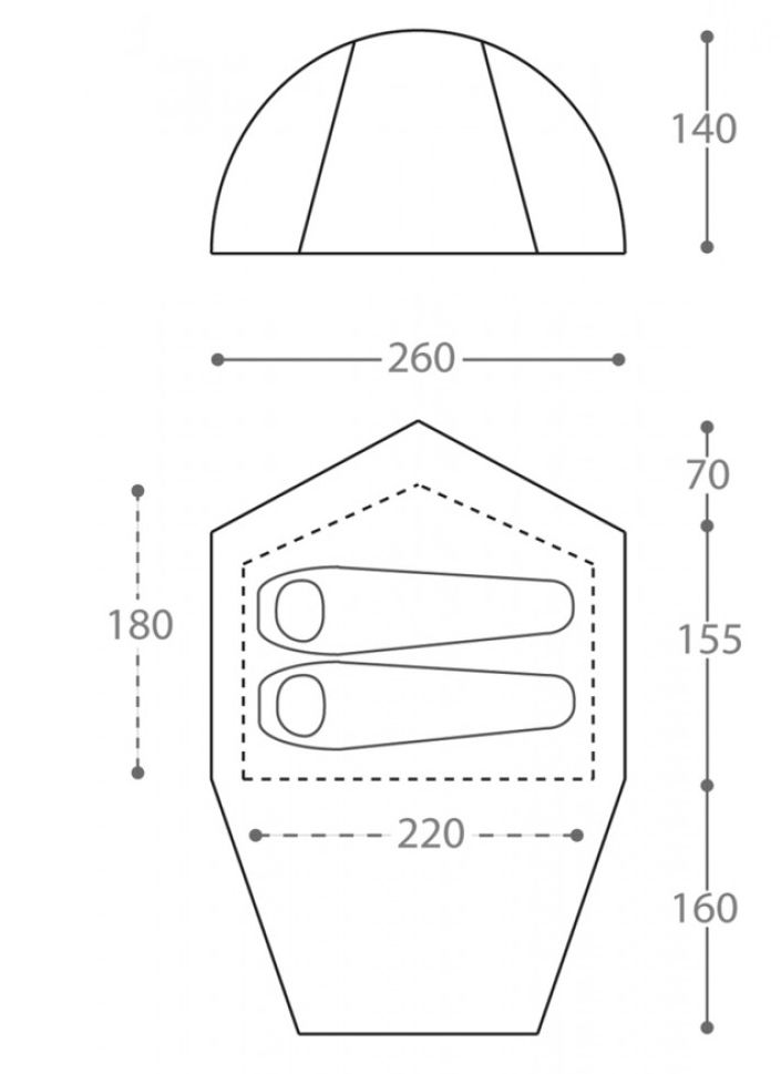 Dimensions de la tente Nigor Great Auk 2.