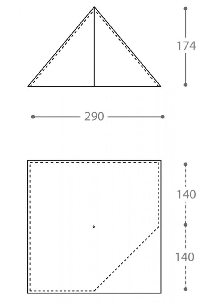 Dimensions de la tente ultra-légère Nigor WickiUp 4