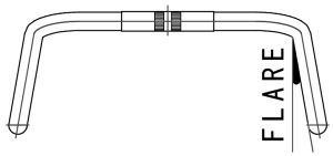 Mesure flare d'un guidon de route ou course.