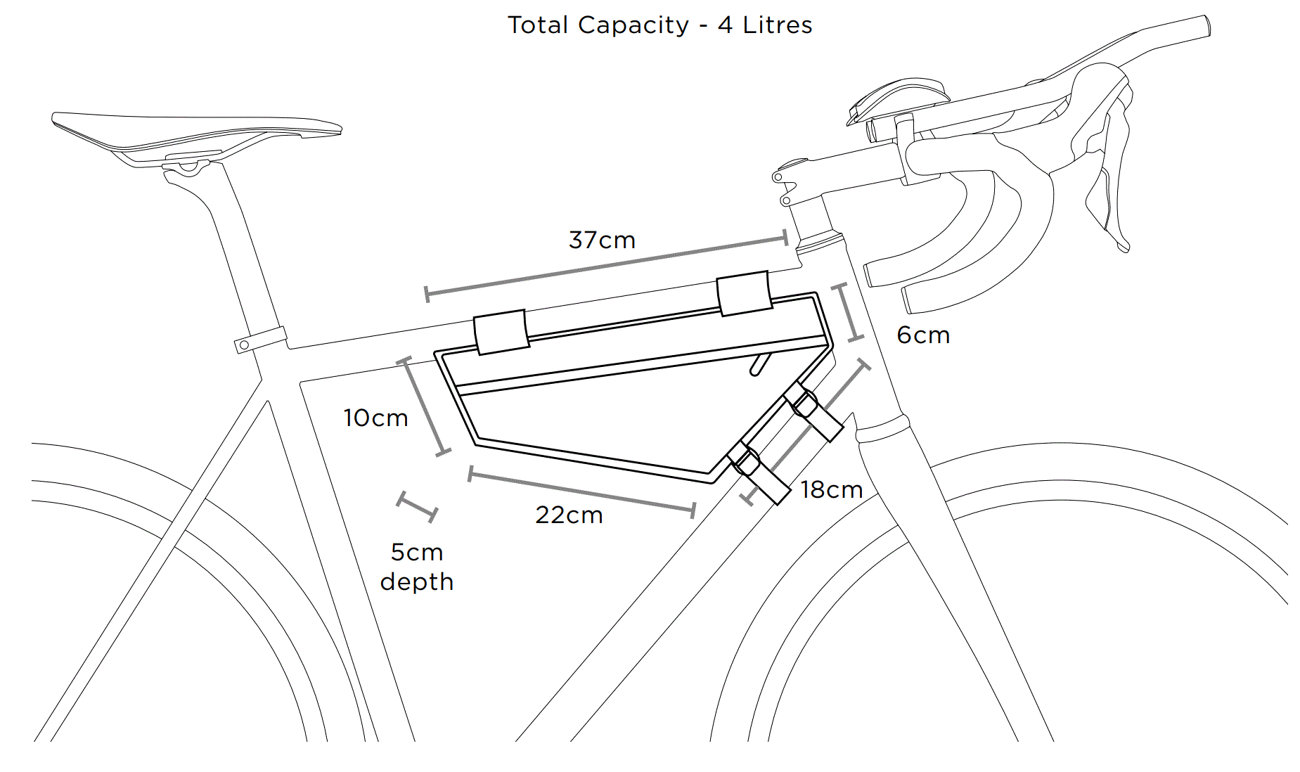 Sacoche de cadre Restrap Race Frame Bag, dimensions.