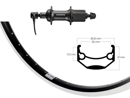 Roue avant 26 pouces avec moyeu-dynamo Shimano DH-3N72 et jante Andra 40 (noir)