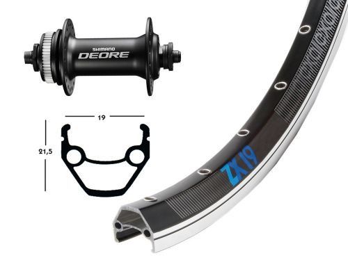 Roue avant 26 pouces avec moyeu dynamo Shimano Deore pour frein  disque Centerlock et jante Exal ZX 19