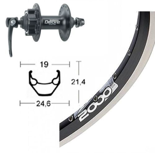 Roue arrire 700 mm avec moyeu Shimano Deore pour frein  disque 6 trous