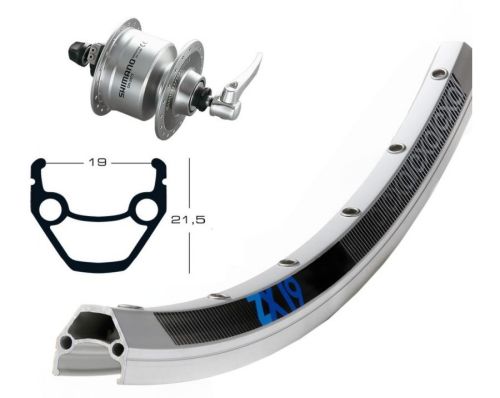 Roue avant 26 pouces avec moyeu dynamo Shimano DH-3N72 (gris)