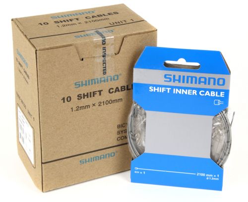 Boite de 10 câbles de dérailleur Shimano standard.