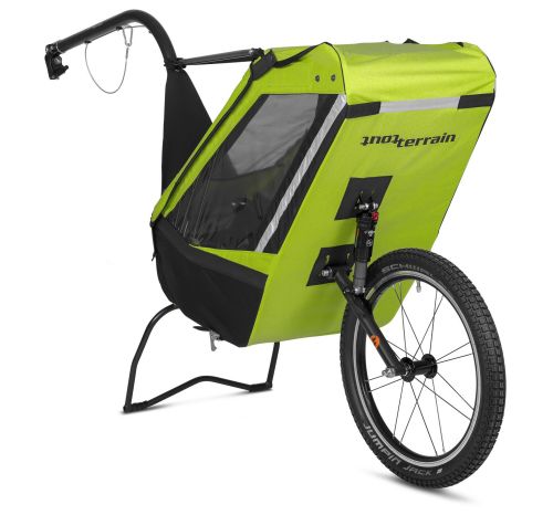 Remorque à vélo mono-roue Single Trailer, couleur verte.
