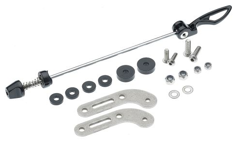 Set d'accessoires Tubus pour le montage d'un porte-bagages sur l'attache-rapide de la roue arrière du vélo.