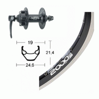 Roue avant 700 mm avec moyeu Shimano Deore pour frein  disque 6 trous et jante Rigida Zac 2000 Disc