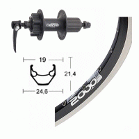 Roue arrire 700 mm avec moyeu Shimano Deore pour frein  disque 6 trous et jante Rigida Zac 2000 Disc