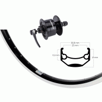 Roue avant 700 mm avec moyeu-dynamo Shimano DH-3N72 et jante Ryde Andra 40
