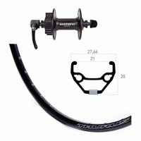 Roue avant 700 mm avec moyeu Shimano pour frein  disque 6 trous et jante Ryde Taurus 19
