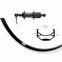 Roue arri�re 26 pouces avec moyeu Shimano Acera et jante Ryde Andra 40