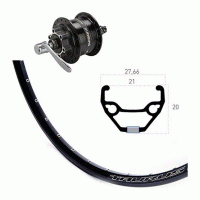 Roue avant 700 mm avec moyeu dynamo Shimano DH-3D32 pour frein  disque 6 trous et jante Rigida Taurus 19